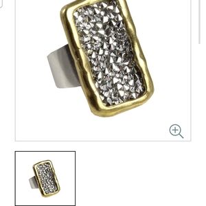 Waxing Poetic Kristal Plate Brass, Sterling Silver & Swarovski Ring & Earrings
